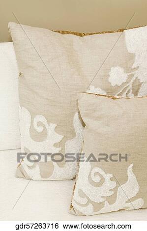 Close-up of cushions on a couch View Large Photo Image Stock Photograph - Close-up of cushions on a couch. Fotosearch