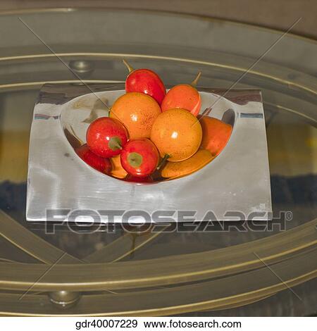 Stock Photo - Close-up of decorative balls on a tray. Fotosearch