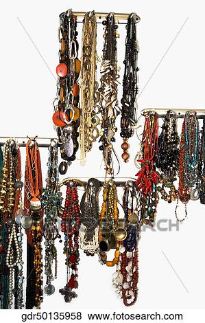 Close-up of necklaces View Large Photo Image Stock Photo - Close-up of necklaces. Fotosearch