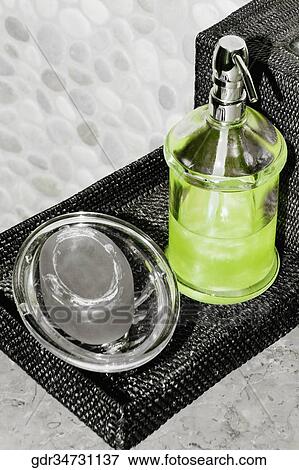 Close-up of toiletries in the bathroom View Large Photo Image Stock Photo - Close-up of toiletries in the bathroom. Fotosearch