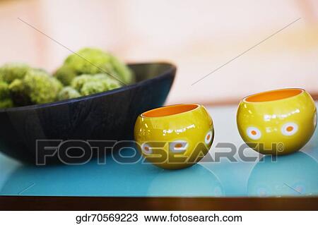 Stock Image - Close-up of two bowls. Fotosearch
