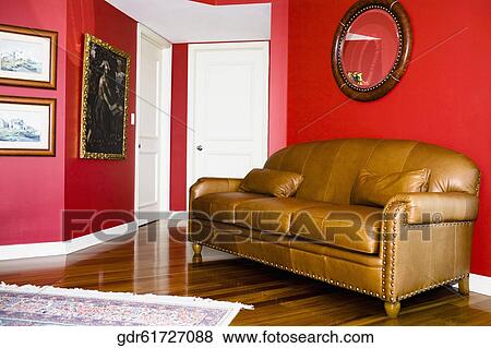 Couch in a living room View Large Photo Image Stock Photo - Couch in a living room. Fotosearch