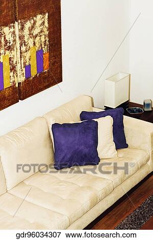 Couch in a living room View Large Photo Image Stock Photo - Couch in a living room. Fotosearch