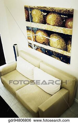 Couch in a living room View Large Photo Image Stock Photograph - Couch in a living room. Fotosearch