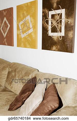 Picture - Cushions on a couch. Fotosearch