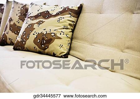 Cushions on a couch View Large Photo Image Stock Photo - Cushions on a couch. Fotosearch
