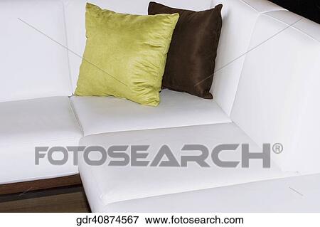 Cushions on a couch View Large Photo Image Stock Photo - Cushions on a couch. Fotosearch