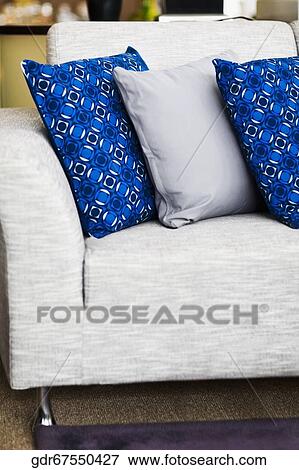 Cushions on a couch View Large Photo Image Stock Photo - Cushions on a couch. Fotosearch