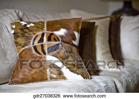 Cushions on a couch View Large Photo Image Stock Photograph - Cushions on a couch. Fotosearch