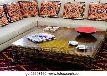 Stock Image - Cushions on sofas. Fotosearch