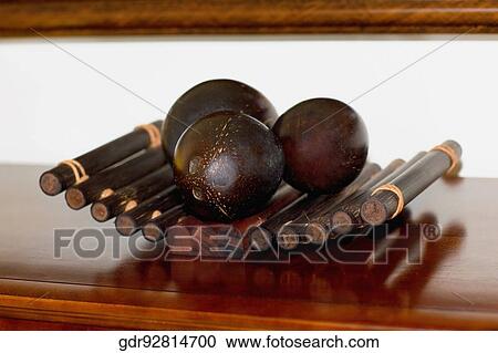 Decorative balls on a bamboo tray View Large Photo Image Stock Image - Decorative balls on a bamboo tray. Fotosearch