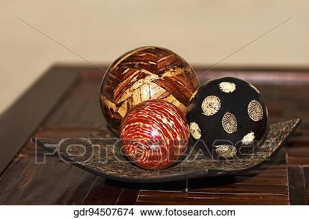 Decorative balls on a table View Large Photo Image Picture - Decorative balls on a table. Fotosearch