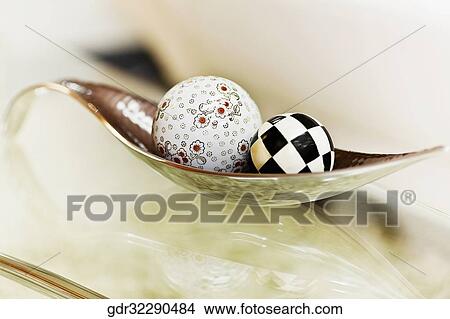 Decorative balls on a tray View Large Photo Image Picture - Decorative balls on a tray. Fotosearch