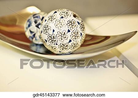 Decorative balls on a tray View Large Photo Image Stock Photo - Decorative balls on a tray. Fotosearch