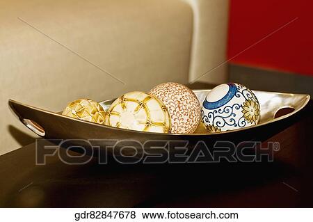 Decorative balls on a tray View Large Photo Image Stock Photo - Decorative balls on a tray. Fotosearch