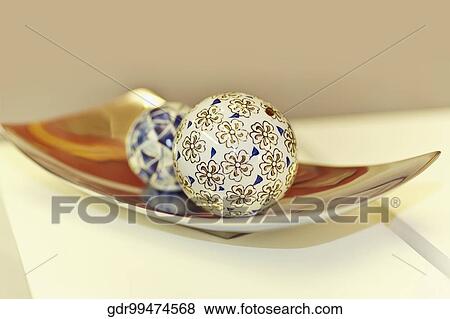 Decorative balls on a tray View Large Photo Image Stock Photo - Decorative balls on a tray. Fotosearch