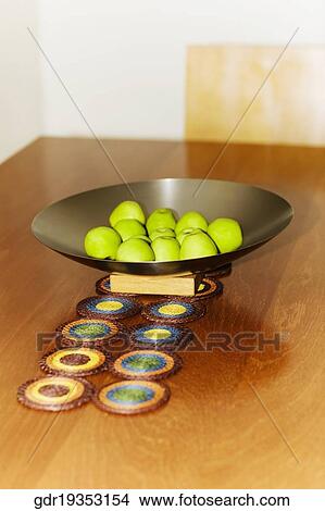 Fruits in a fruit bowl on coasters View Large Photo Image Picture - Fruits in a fruit bowl on coasters. Fotosearch