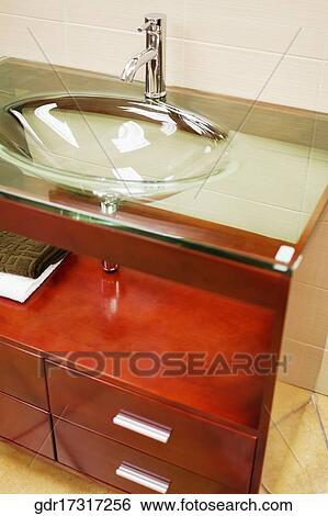 Stock Photograph - High angle view of a bathroom sink. Fotosearch