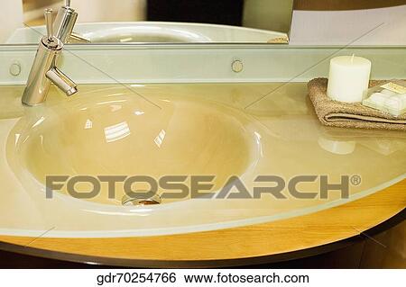 High angle view of a bathroom sink View Large Photo Image Stock Photograph - High angle view of a bathroom sink. Fotosearch