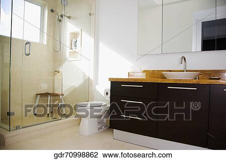 Stock Image - Interiors of a bathroom. Fotosearch