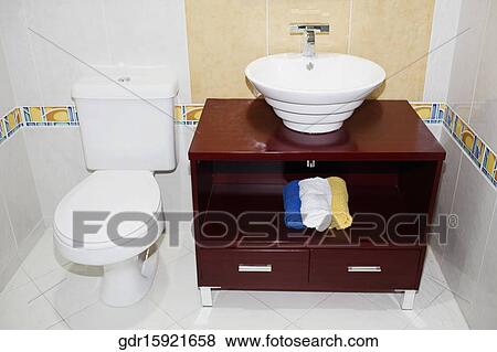 Stock Photo - Interiors of a bathroom. Fotosearch