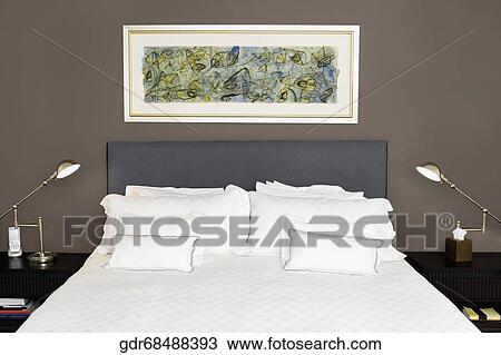 Stock Image - Interiors of a bedroom. Fotosearch