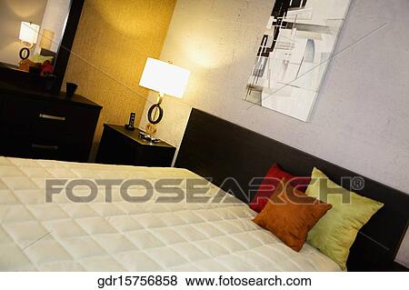 Interiors of a bedroom View Large Photo Image Stock Photo - Interiors of a bedroom. Fotosearch