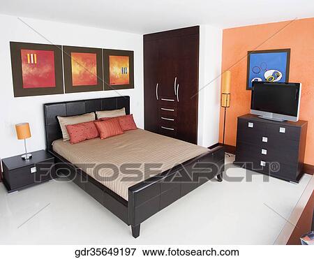 Interiors of a bedroom View Large Photo Image Stock Photo - Interiors of a bedroom. Fotosearch