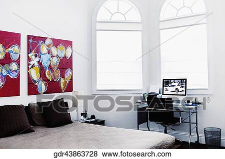 Interiors of a bedroom View Large Photo Image Stock Photo - Interiors of a bedroom. Fotosearch