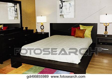 Interiors of a bedroom View Large Photo Image Stock Photo - Interiors of a bedroom. Fotosearch