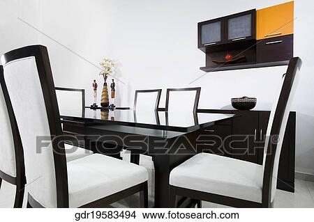 Interiors of a dining room View Large Photo Image Picture - Interiors of a dining room. Fotosearch