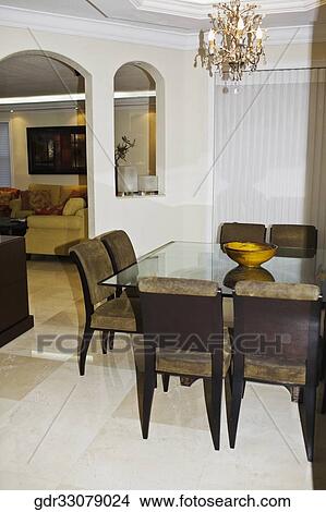 Interiors of a dining room View Large Photo Image Picture - Interiors of a dining room. Fotosearch