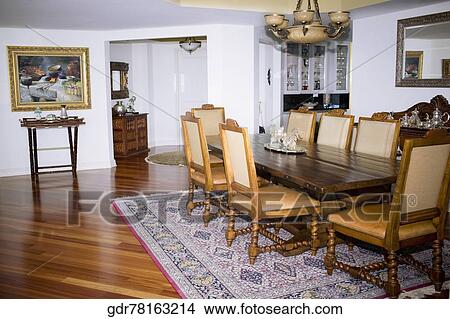 Interiors of a dining room View Large Photo Image Picture - Interiors of a dining room. Fotosearch