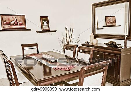 Interiors of a dining room View Large Photo Image Stock Image - Interiors of a dining room. Fotosearch