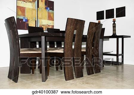 Interiors of a dining room View Large Photo Image Stock Photo - Interiors of a dining room. Fotosearch