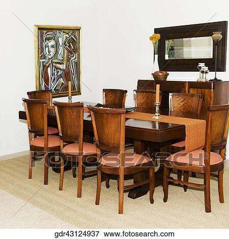 Interiors of a dining room View Large Photo Image Stock Photo - Interiors of a dining room. Fotosearch