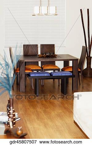 Interiors of a dining room View Large Photo Image Stock Photo - Interiors of a dining room. Fotosearch