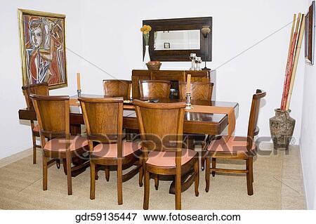 Interiors of a dining room View Large Photo Image Stock Photo - Interiors of a dining room. Fotosearch