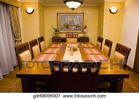 Interiors of a dining room View Large Photo Image Stock Photo - Interiors of a dining room. Fotosearch