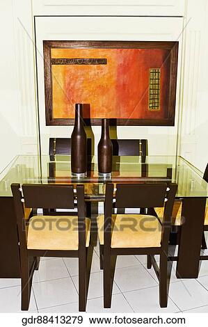 Interiors of a dining room View Large Photo Image Stock Photo - Interiors of a dining room. Fotosearch