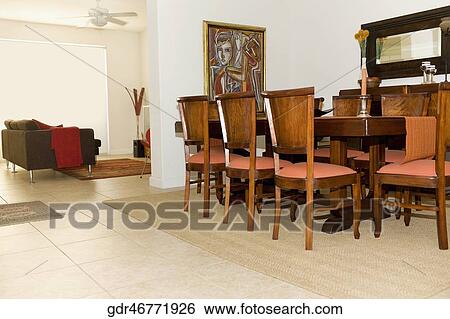 Interiors of a dining room View Large Photo Image Stock Photograph - Interiors of a dining room. Fotosearch