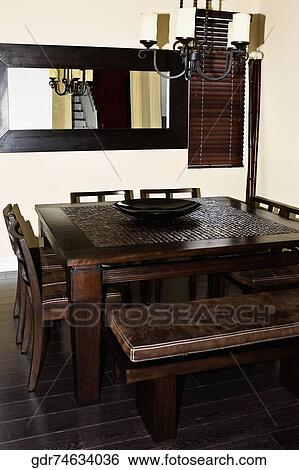 Interiors of a dining room View Large Photo Image Stock Photograph - Interiors of a dining room. Fotosearch