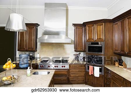 Interiors of a domestic kitchen View Large Photo Image Stock Image - Interiors of a domestic kitchen. Fotosearch