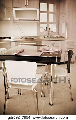 Picture - Interiors of a kitchen. Fotosearch