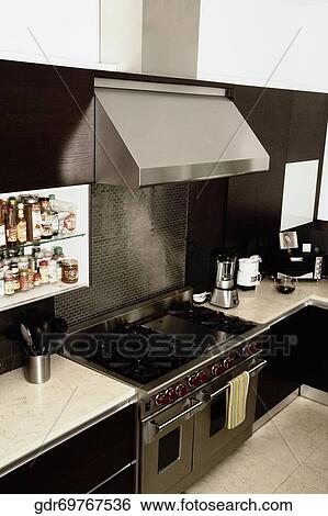 Interiors of a kitchen View Large Photo Image Stock Photograph - Interiors of a kitchen. Fotosearch