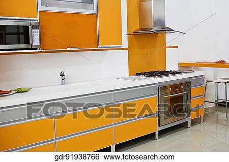 Interiors of a kitchen View Large Photo Image Stock Photograph - Interiors of a kitchen. Fotosearch