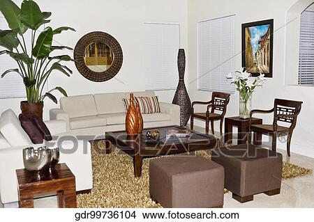 Picture - Interiors of a living room. Fotosearch