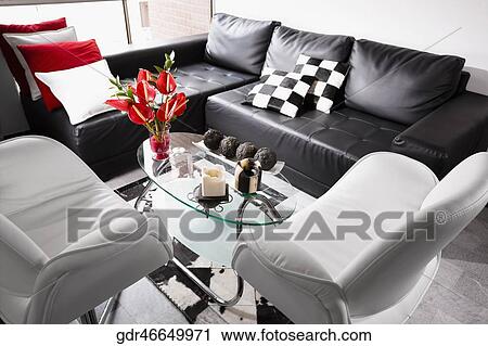 Interiors of a living room View Large Photo Image Stock Image - Interiors of a living room. Fotosearch