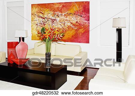 Interiors of a living room View Large Photo Image Stock Image - Interiors of a living room. Fotosearch