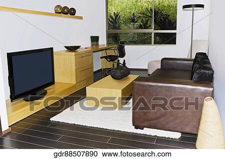 Interiors of a living room View Large Photo Image Stock Image - Interiors of a living room. Fotosearch